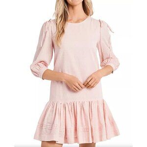 CeCe Clip Dot Ruffle Hem Dress Pink 100% cotton Summer Dress NWT MSRP $129